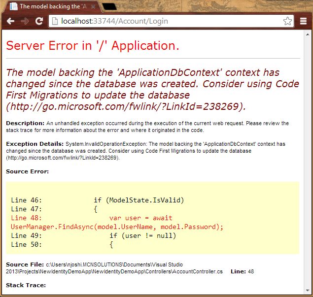 Model Backing Error in Identity